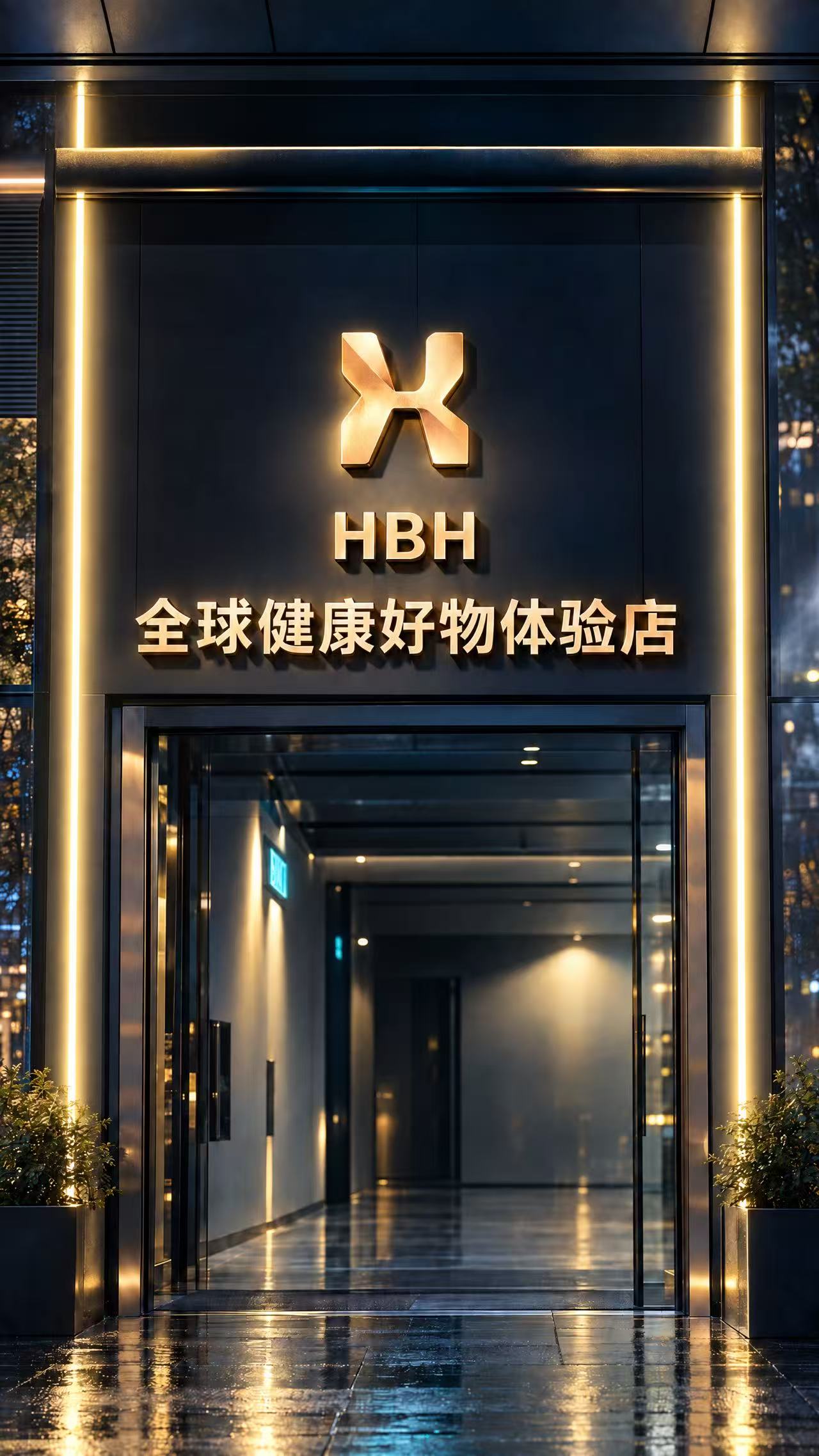 HBH 全球健康好物体验店黑金门头